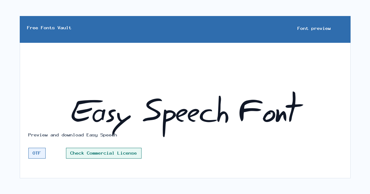 Easy Speech font preview showing the family name