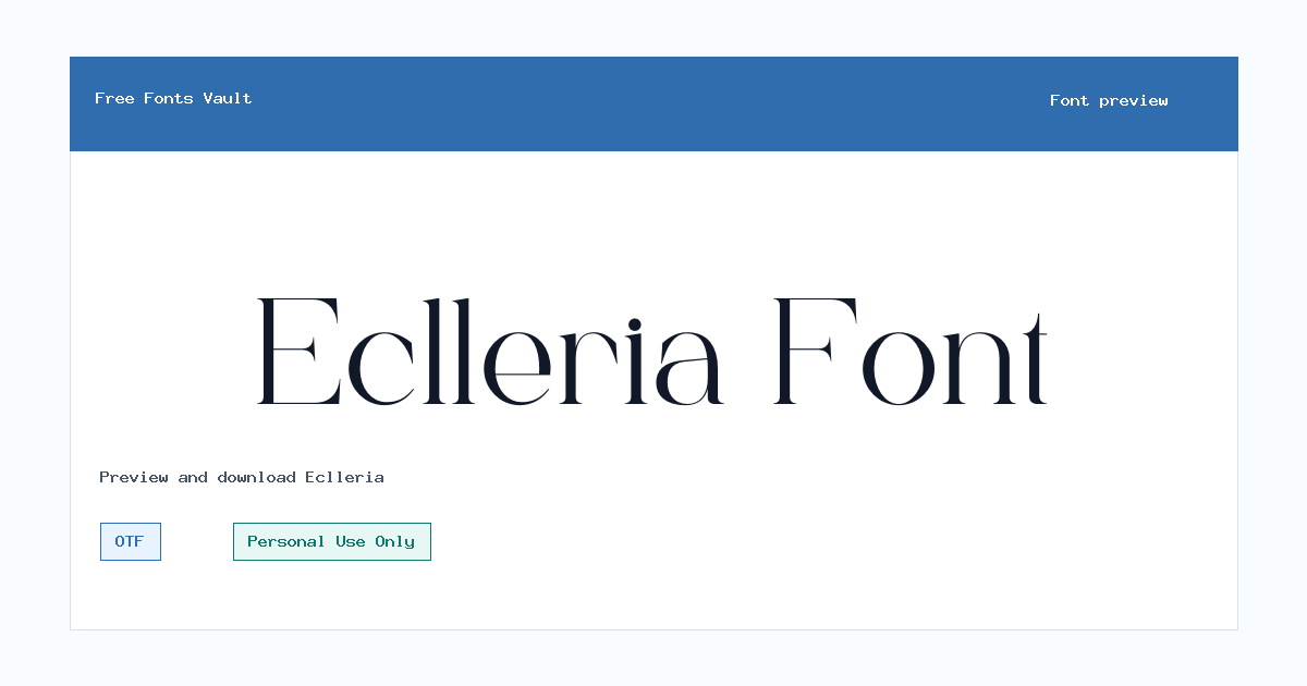 Eclleria font preview showing the family name