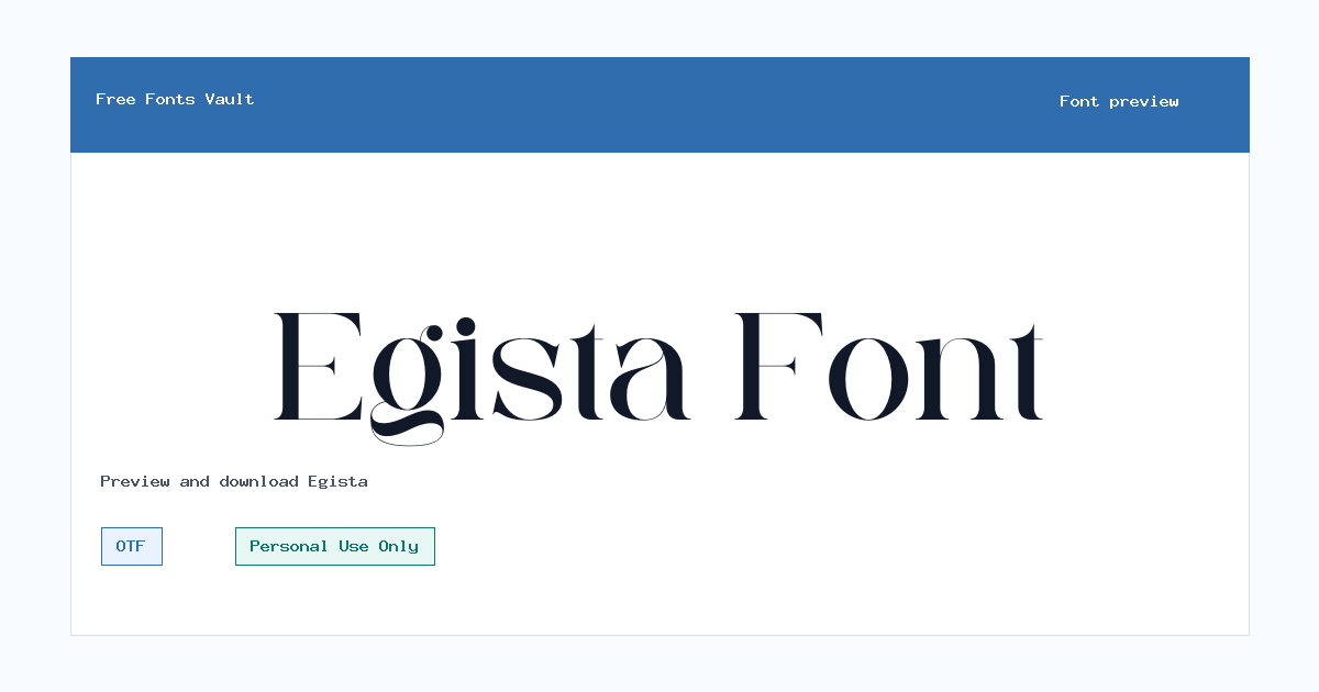 Egista font preview showing the family name