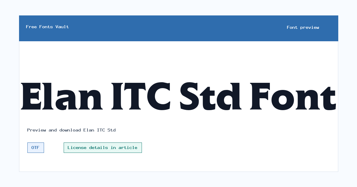 Elan ITC Std font preview showing the family name