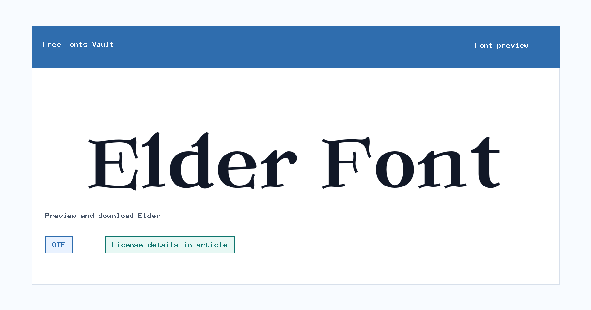 Elder font preview showing the family name