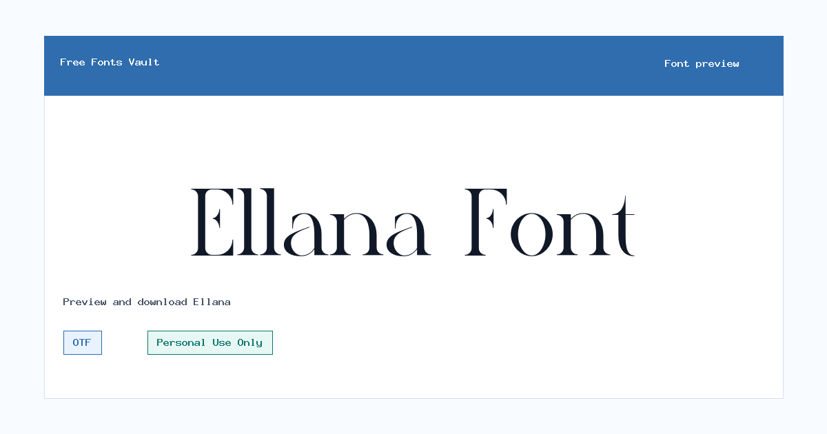 Ellana font preview showing the family name