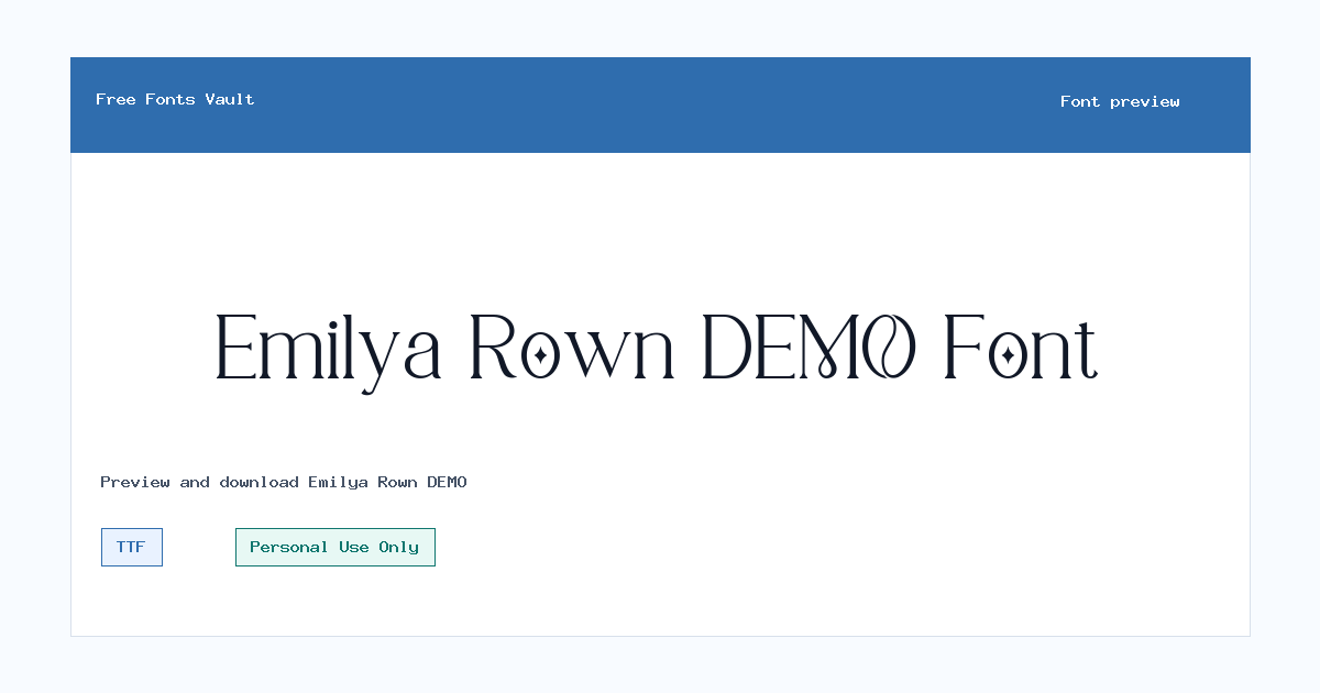 Emilya Rown DEMO font preview showing the family name