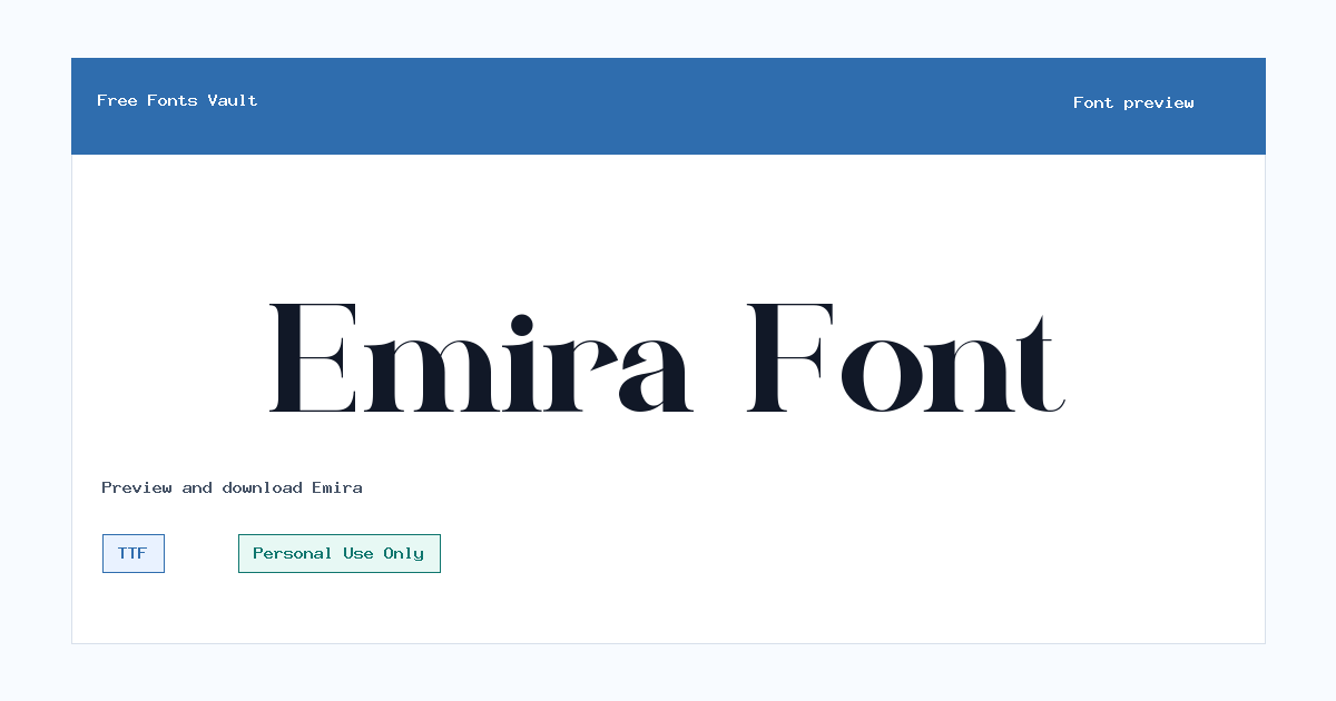 Emira font preview showing the family name
