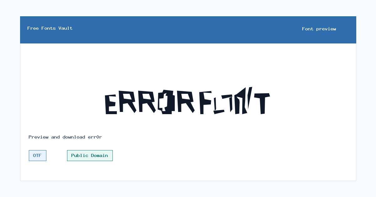 err0r font preview showing the family name