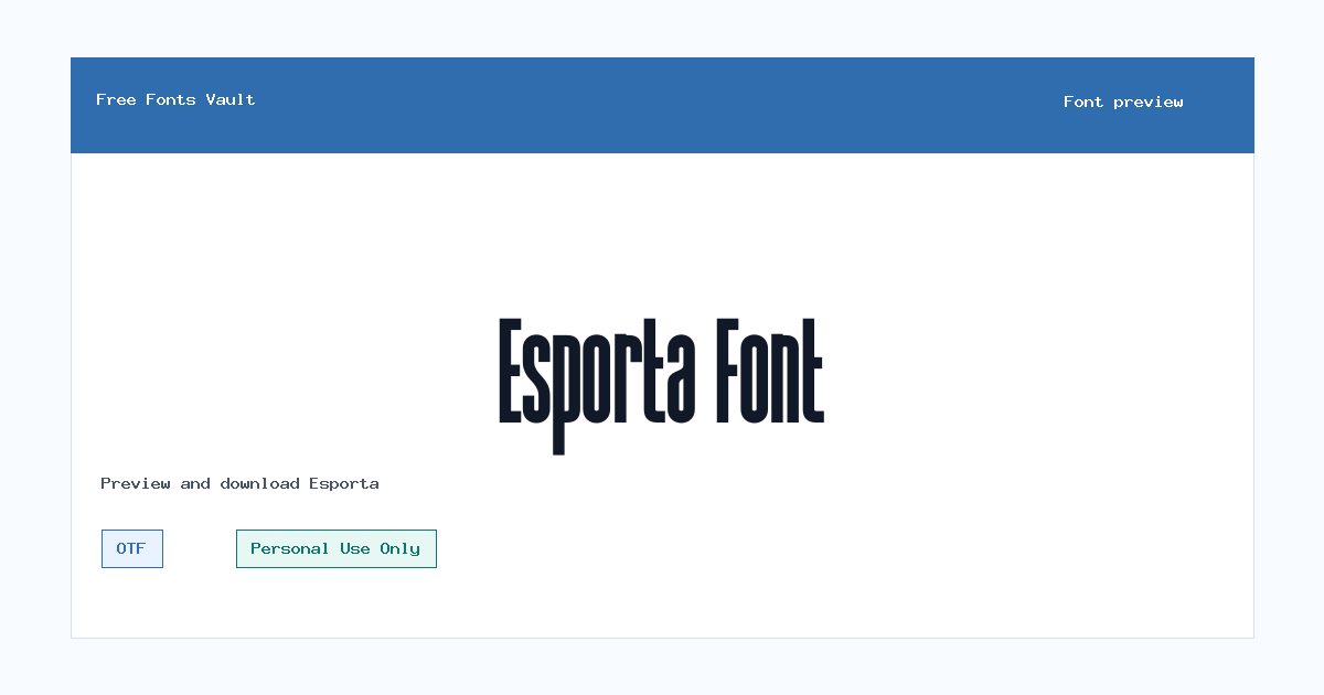 Esporta font preview showing the family name