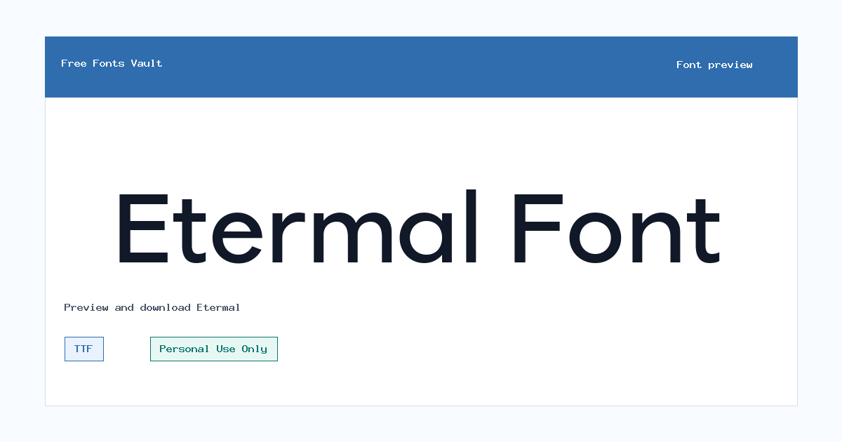 Etermal font preview showing the family name