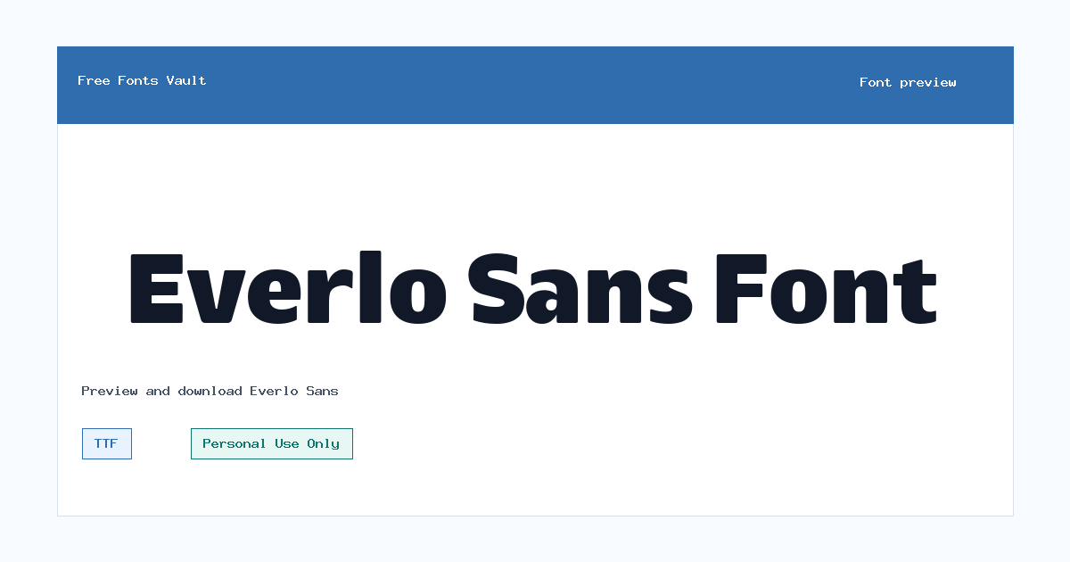 Everlo Sans font preview showing the family name