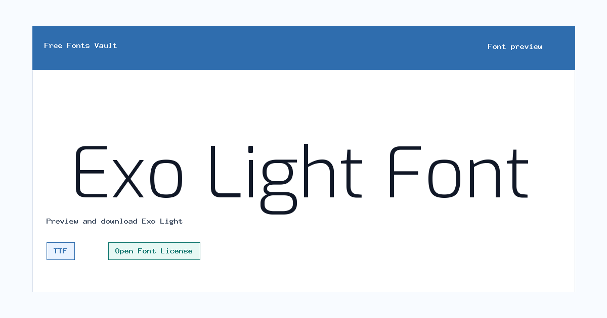 Exo Light font preview showing the family name