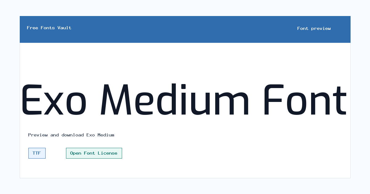 Exo Medium font preview showing the family name