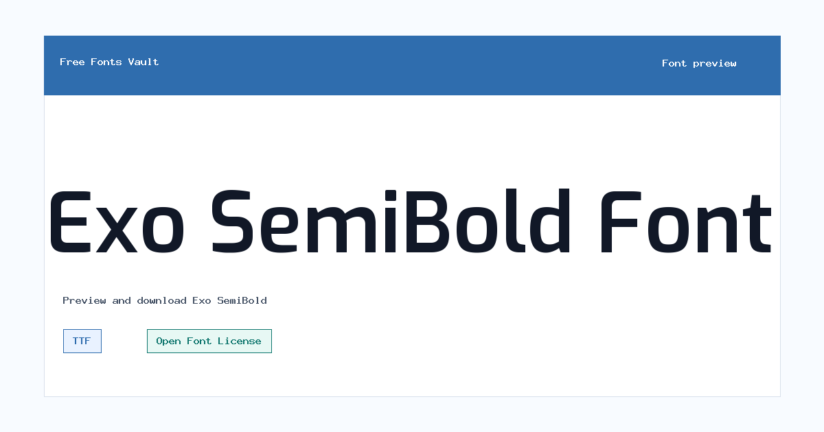 Exo SemiBold font preview showing the family name
