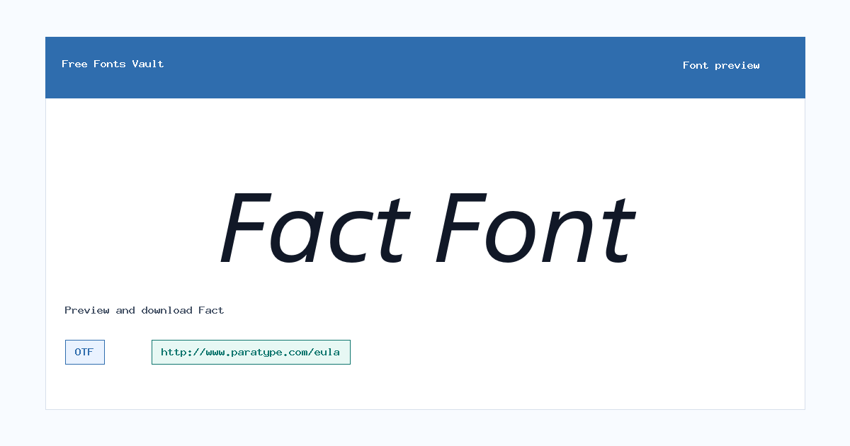 Fact font preview showing the family name