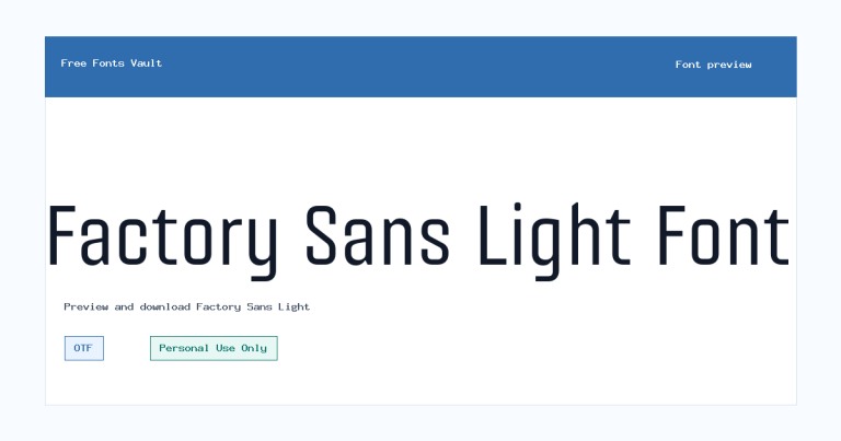 Factory Sans Light font preview