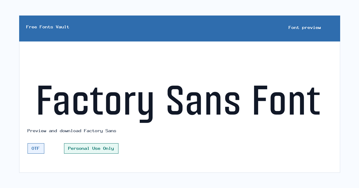 Factory Sans font preview showing the family name