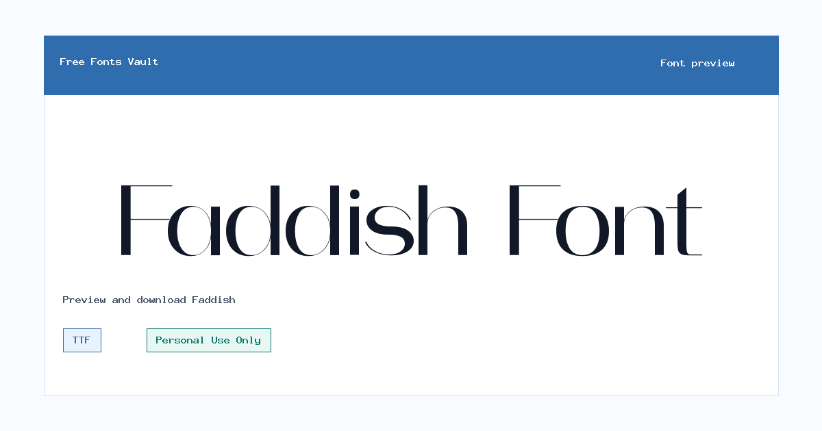 Faddish font preview showing the family name
