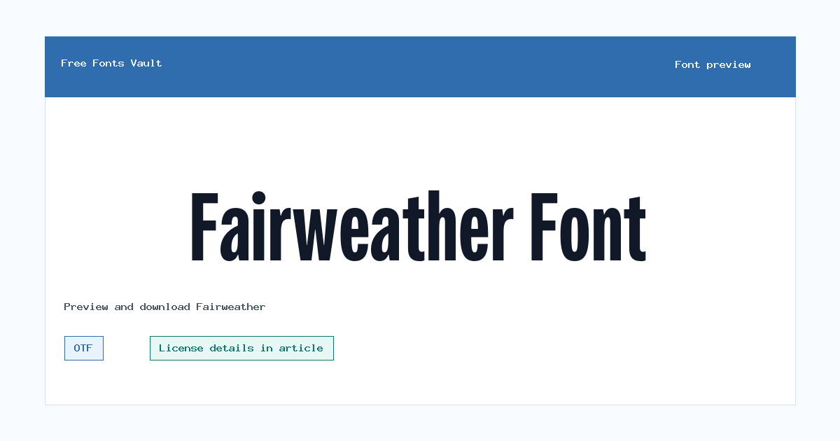 Fairweather font preview showing the family name