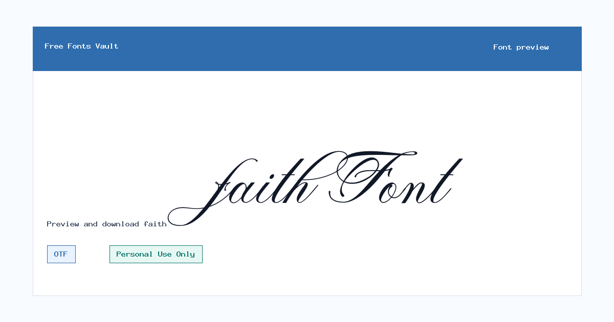 faith font preview showing the family name