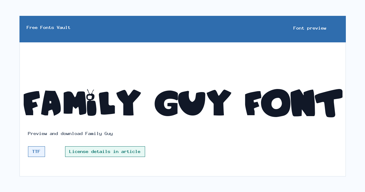 Family Guy font preview showing the family name