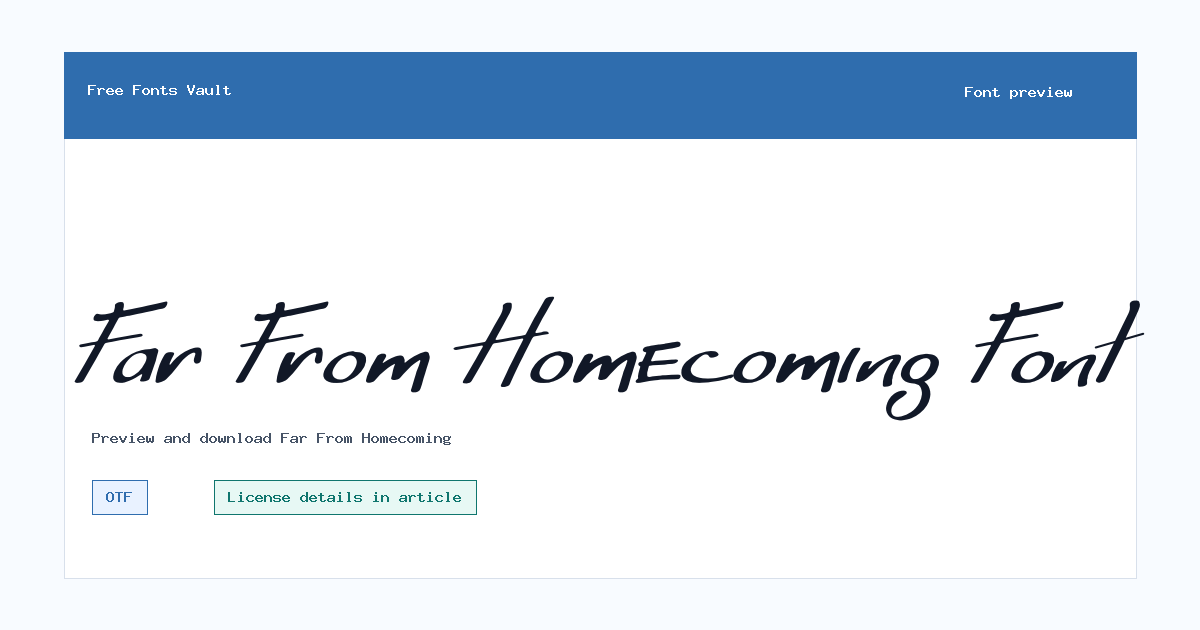 Far From Homecoming font preview showing the family name