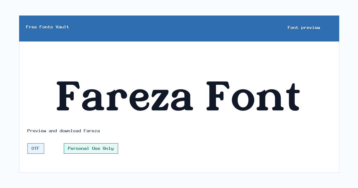 Fareza font preview showing the family name