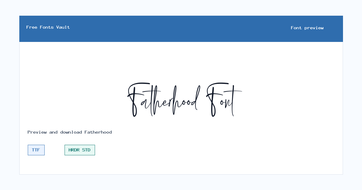 Fatherhood font preview showing the family name