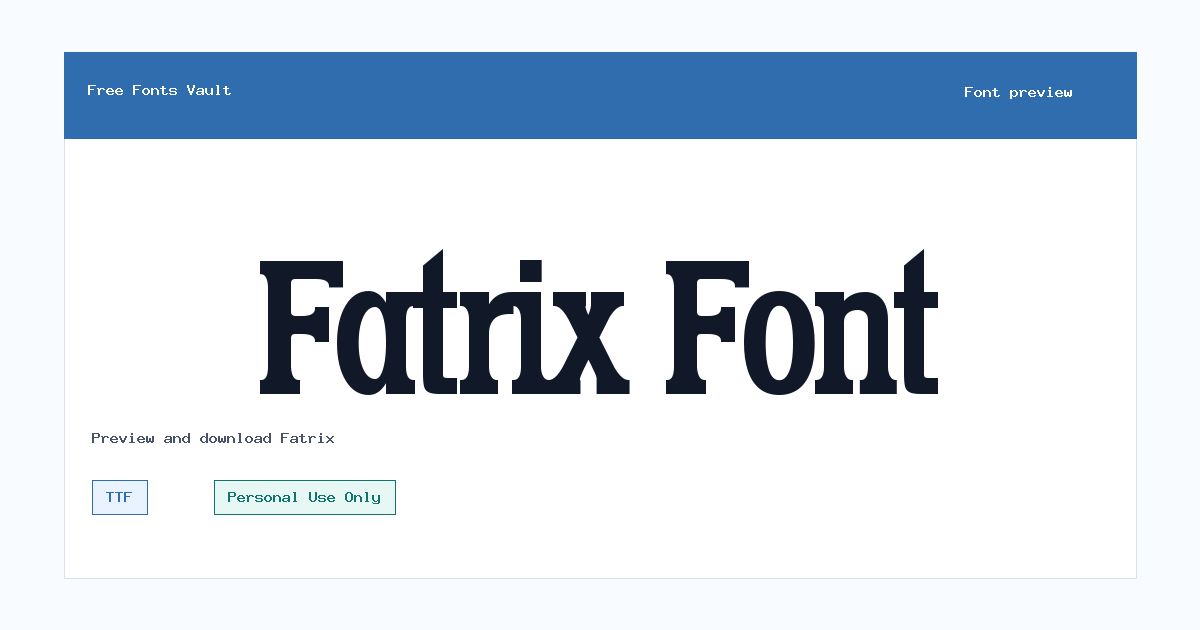 Fatrix font preview showing the family name