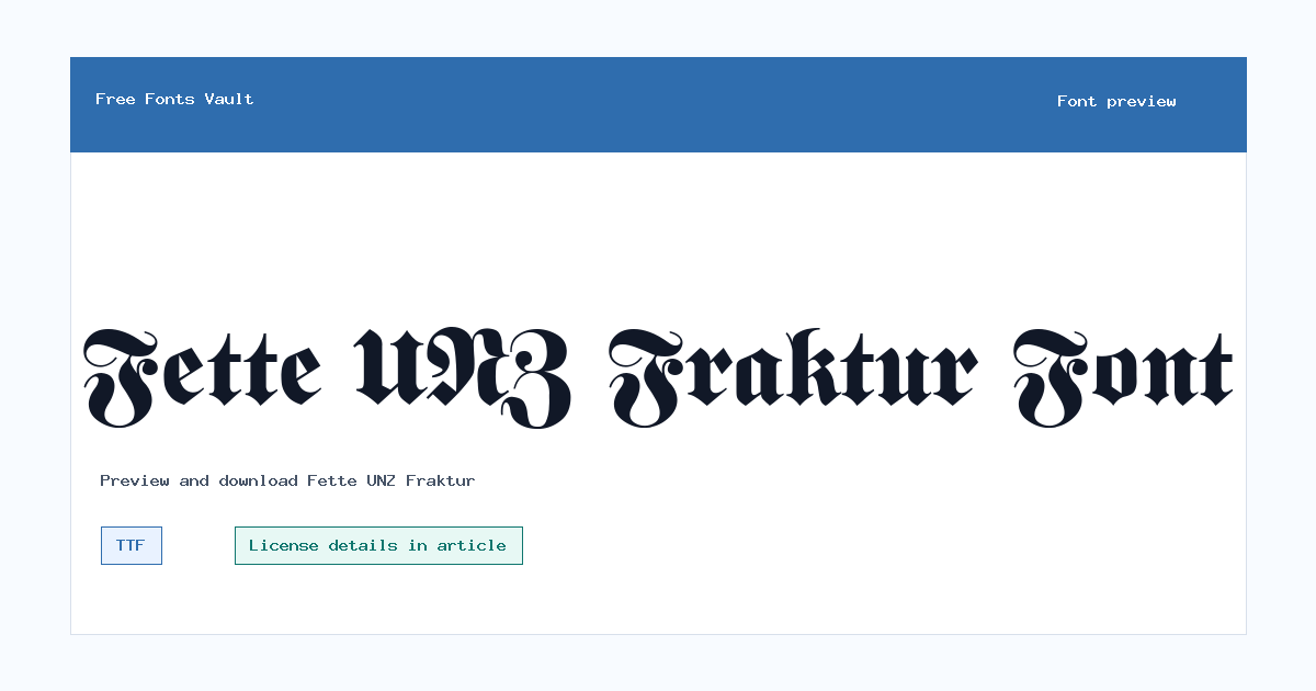 Fette UNZ Fraktur font preview showing the family name