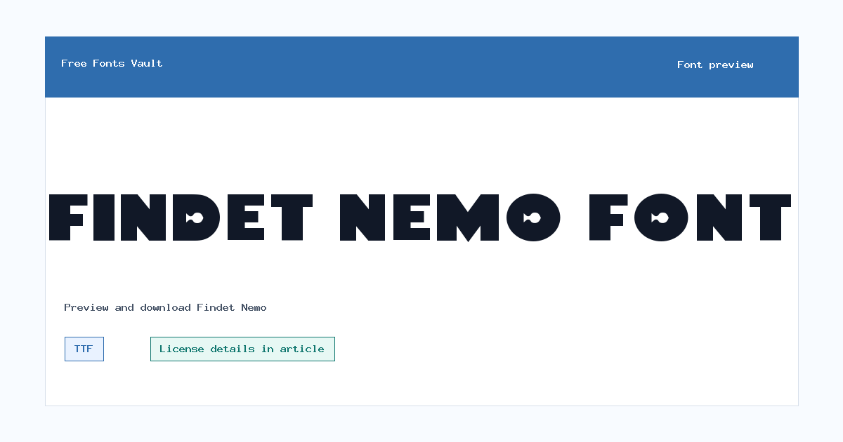 Findet Nemo font preview showing the family name
