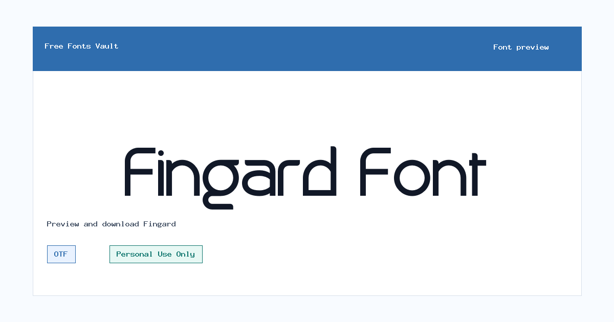 Fingard font preview showing the family name