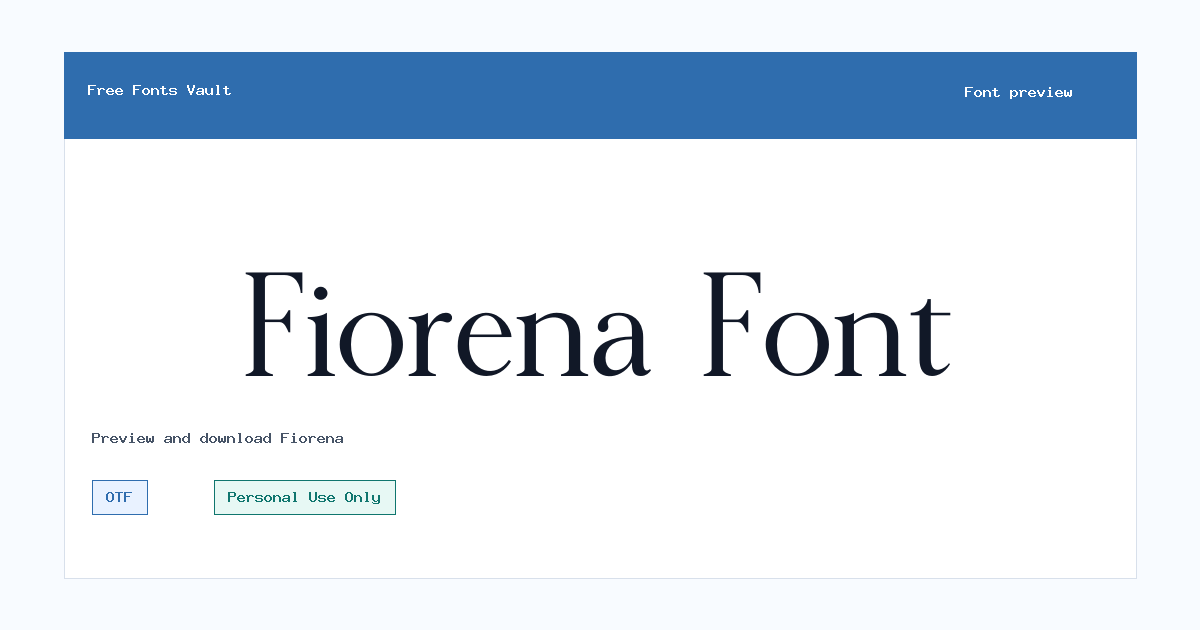 Fiorena font preview showing the family name