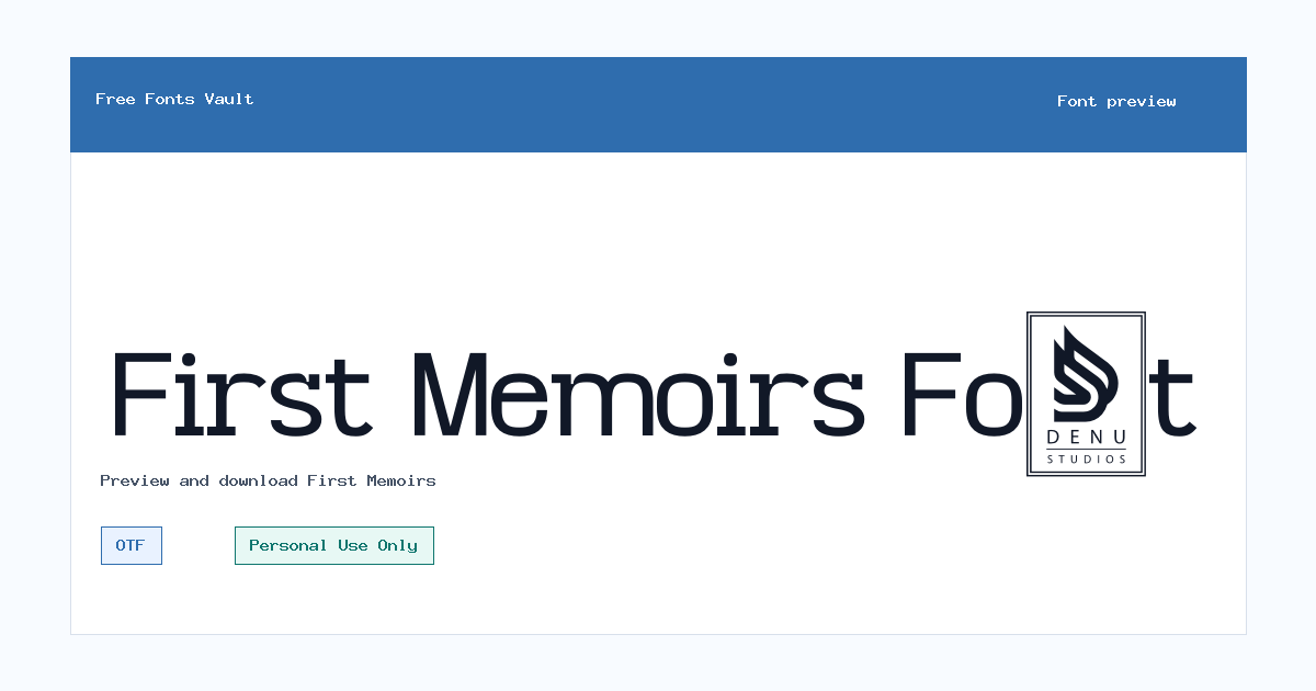 First Memoirs font preview showing the family name