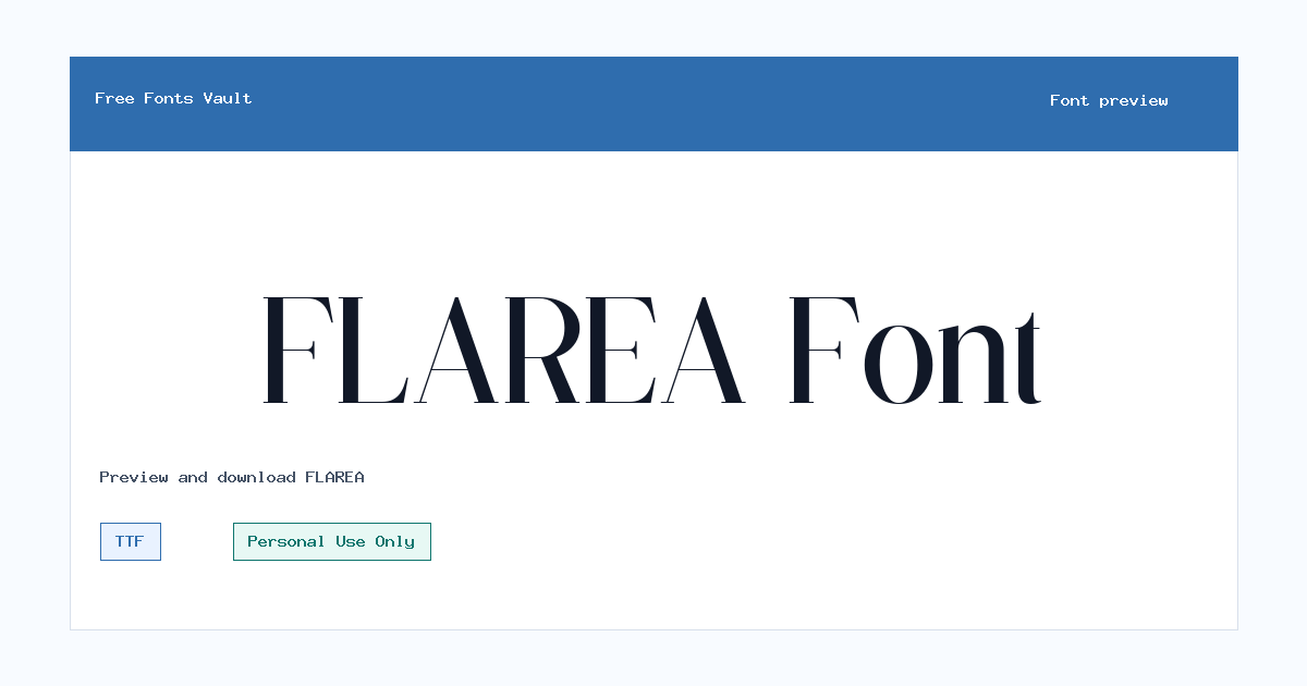 FLAREA font preview showing the family name
