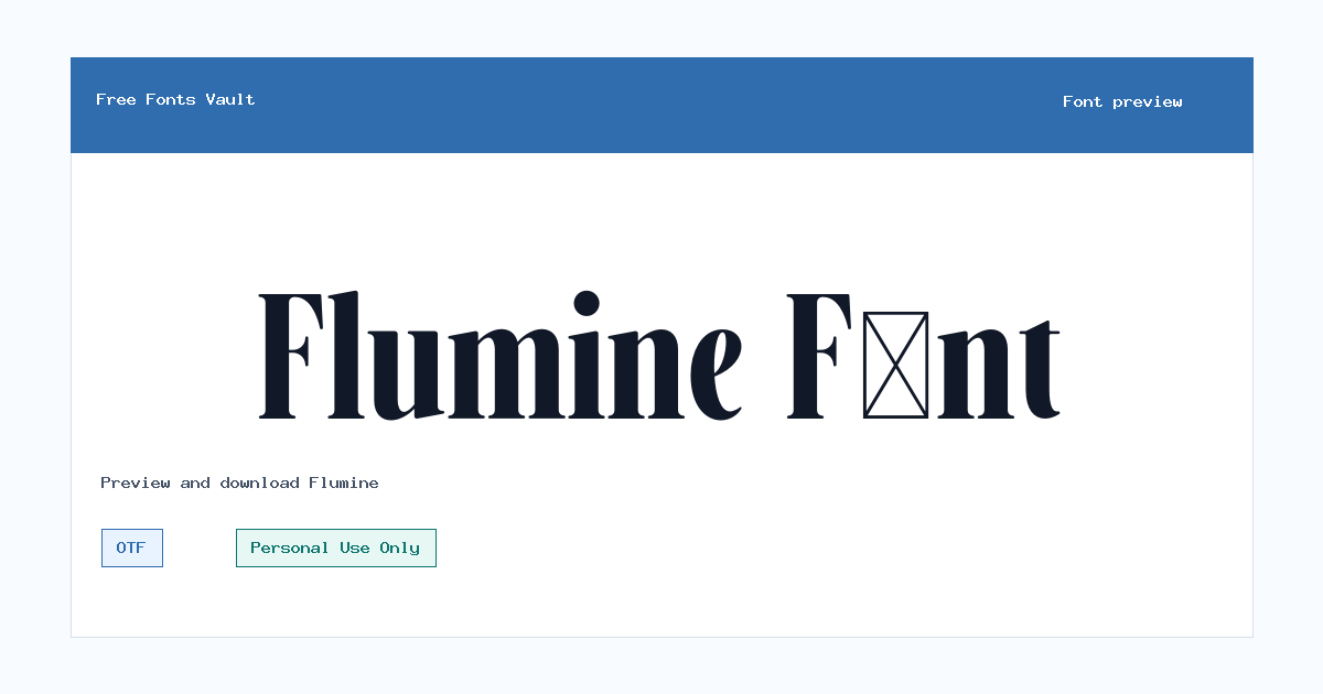 Flumine font preview showing the family name