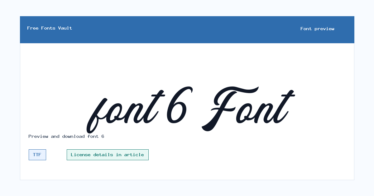 font 6 font preview showing the family name