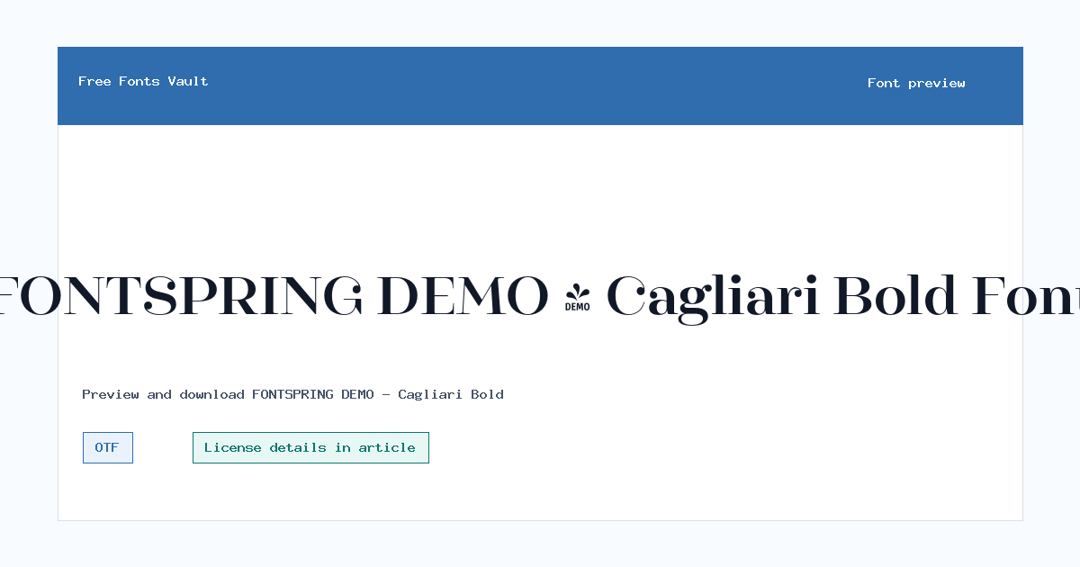 FONTSPRING DEMO - Cagliari Bold font preview showing the family name