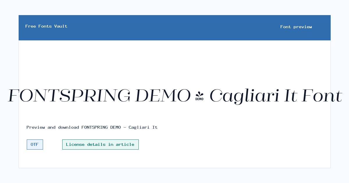 FONTSPRING DEMO - Cagliari It font preview showing the family name