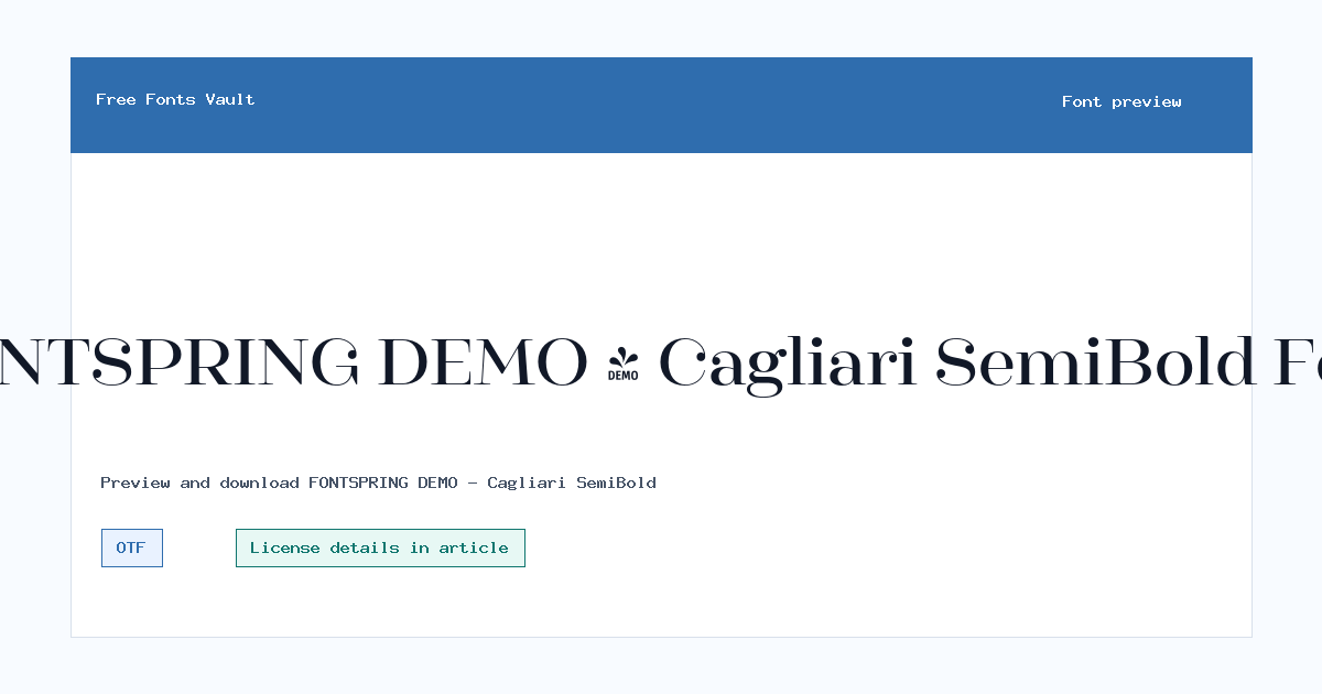 FONTSPRING DEMO - Cagliari SemiBold font preview showing the family name