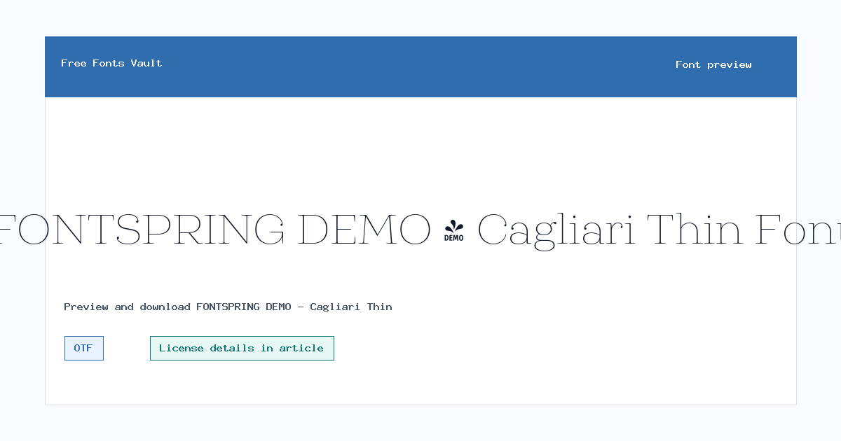 FONTSPRING DEMO - Cagliari Thin font preview showing the family name