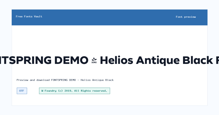 FONTSPRING DEMO – Helios Antique Black font preview