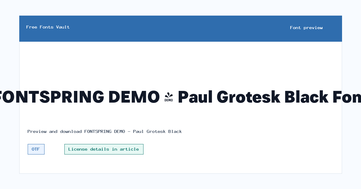 FONTSPRING DEMO - Paul Grotesk Black font preview showing the family name
