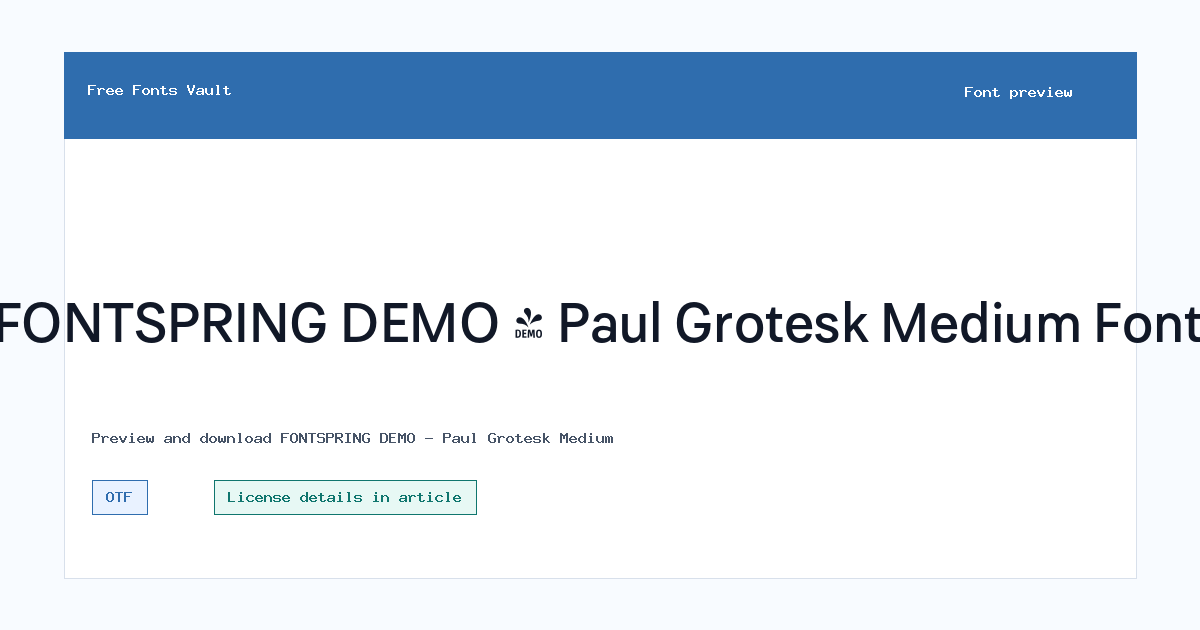 FONTSPRING DEMO - Paul Grotesk Medium font preview showing the family name