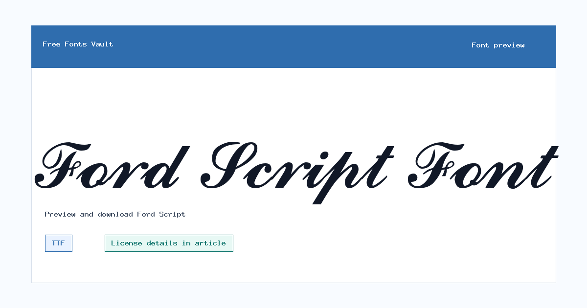 Ford Script font preview showing the family name