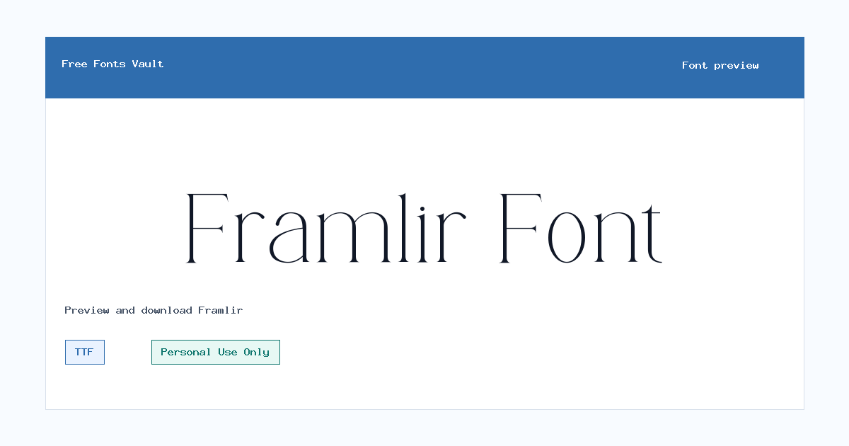 Framlir font preview showing the family name