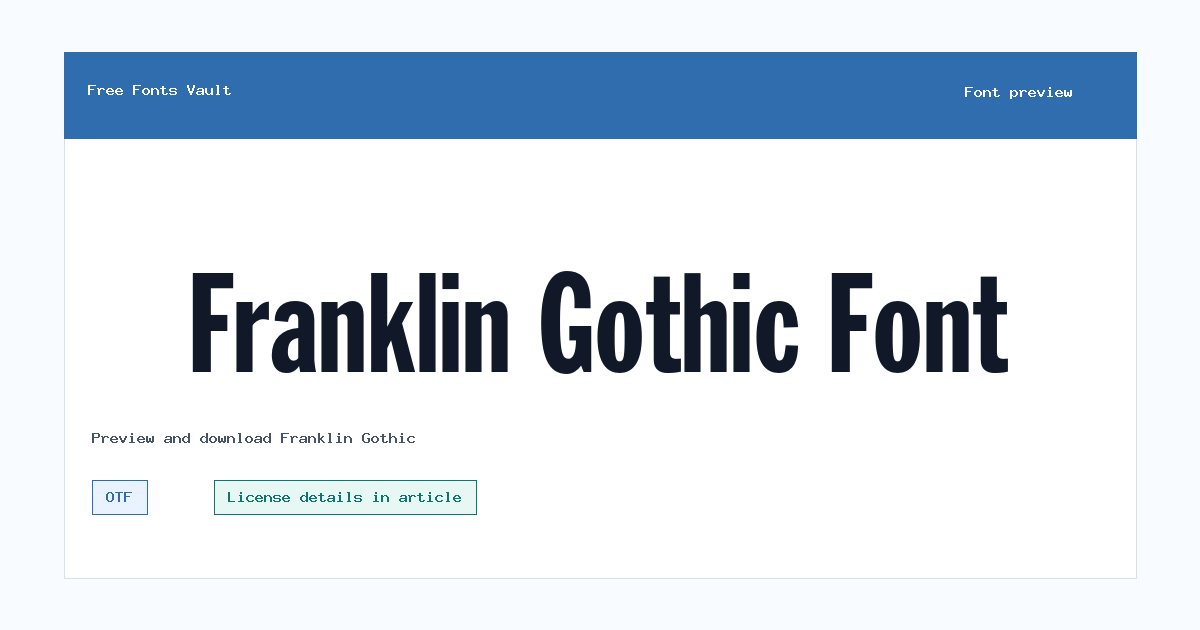 Franklin Gothic font preview showing the family name
