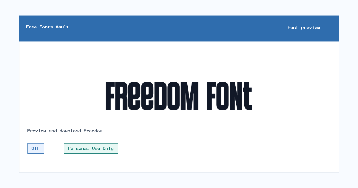 Freedom font preview showing the family name