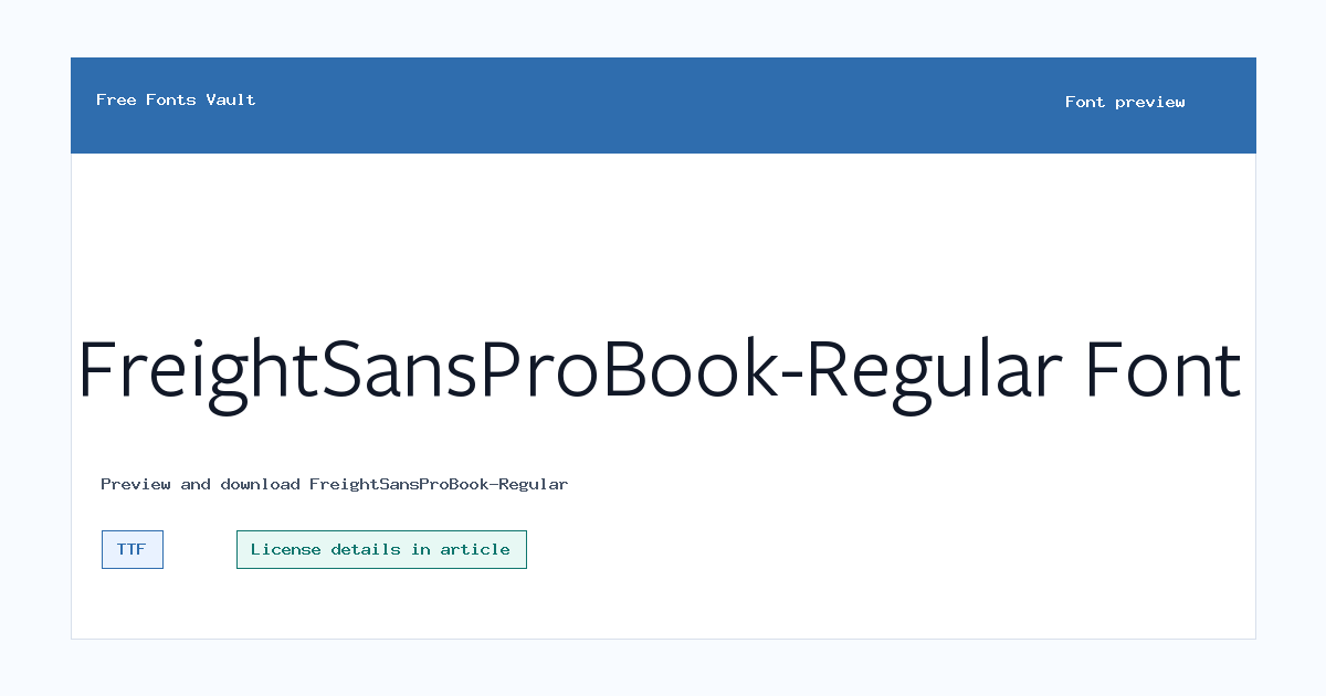 FreightSansProBook-Regular font preview showing the family name