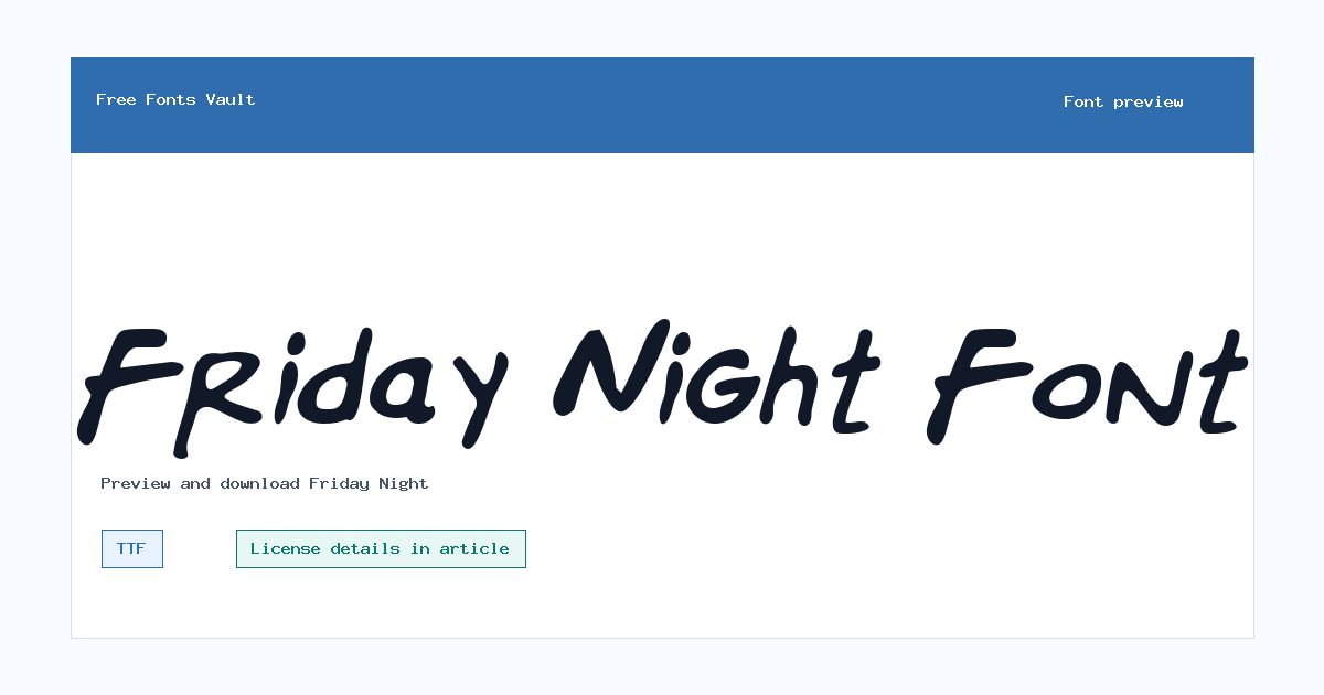 Friday Night font preview showing the family name