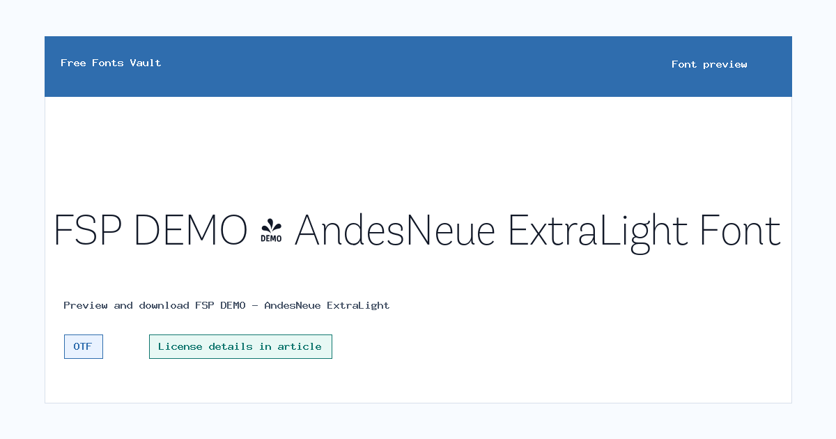 FSP DEMO - AndesNeue ExtraLight font preview showing the family name