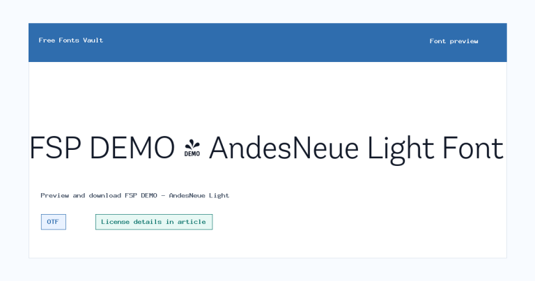 FSP DEMO – AndesNeue Light font preview