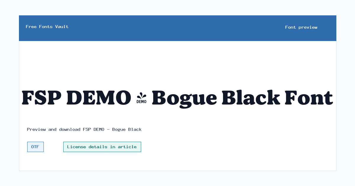 FSP DEMO - Bogue Black font preview showing the family name